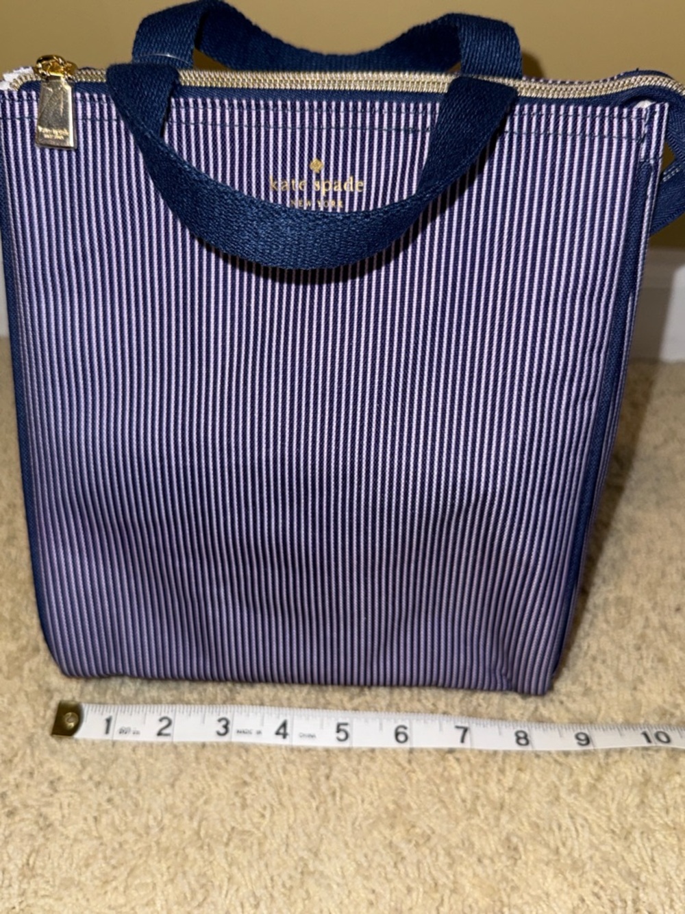 kate spade Navy and White Pinstripe Lunch Bag - Picture 11 of 13